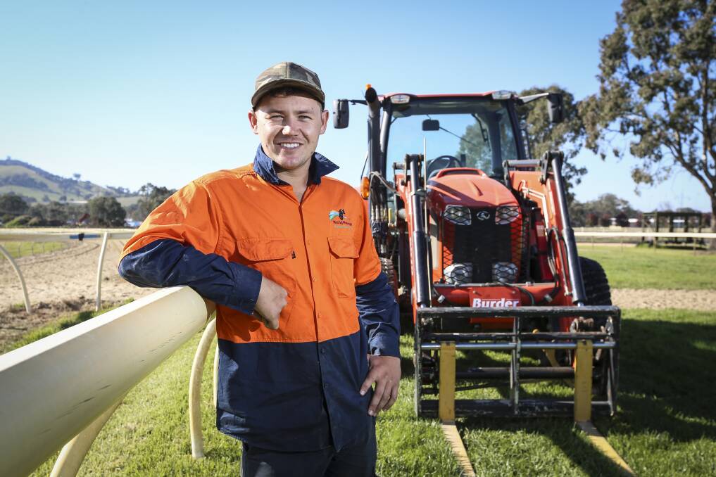 TRAINING TRACK: Wodonga and District Turf Club's Joe Bolton will represent Victoria at the Sports Turf Association national graduate awards in Queensland. Wodonga TAFE nominated him for the honour. Picture: JAMES WILTSHIRE