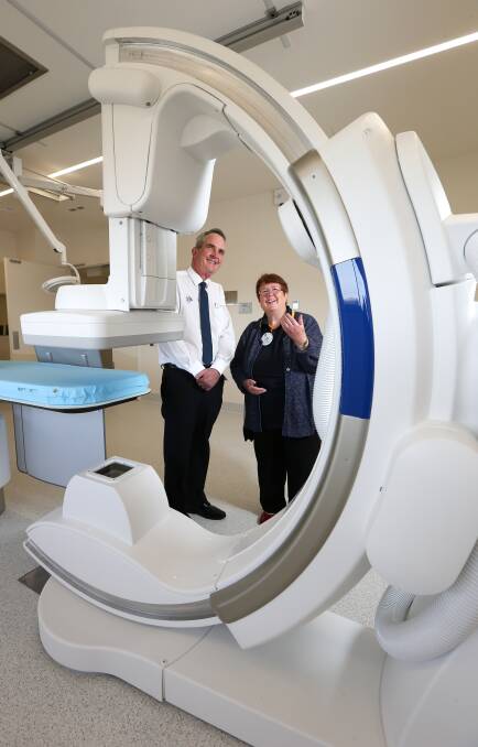 HEALTHY INTEREST: Albury Wodonga Health's Leigh McJames and Rotary Club of Albury president Jean Burke in the soon-to-be completed cath lab. Picture: KYLIE ESLER