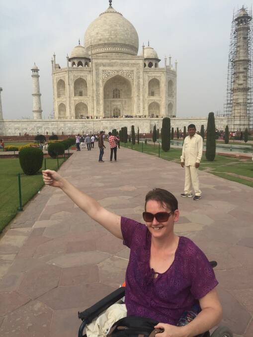 A DREAM FULFILLED: Emma Bennett enjoys her visit to the Taj Mahal before entering hospital to undergo the stem cell treatment she had hoped would improve her MS. 