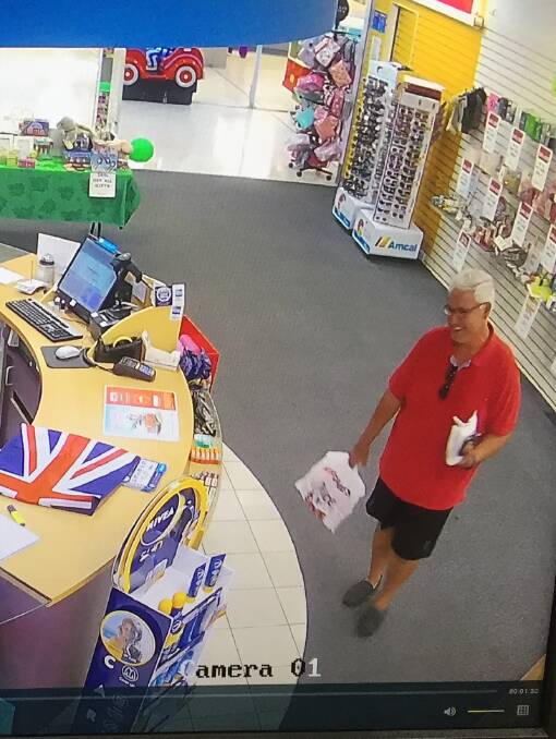 CAUGHT ON CAMERA: A still from the CCTV footage released by Wodonga detectives of a man they wish to identify about a wallet and credit card stolen on the weekend.