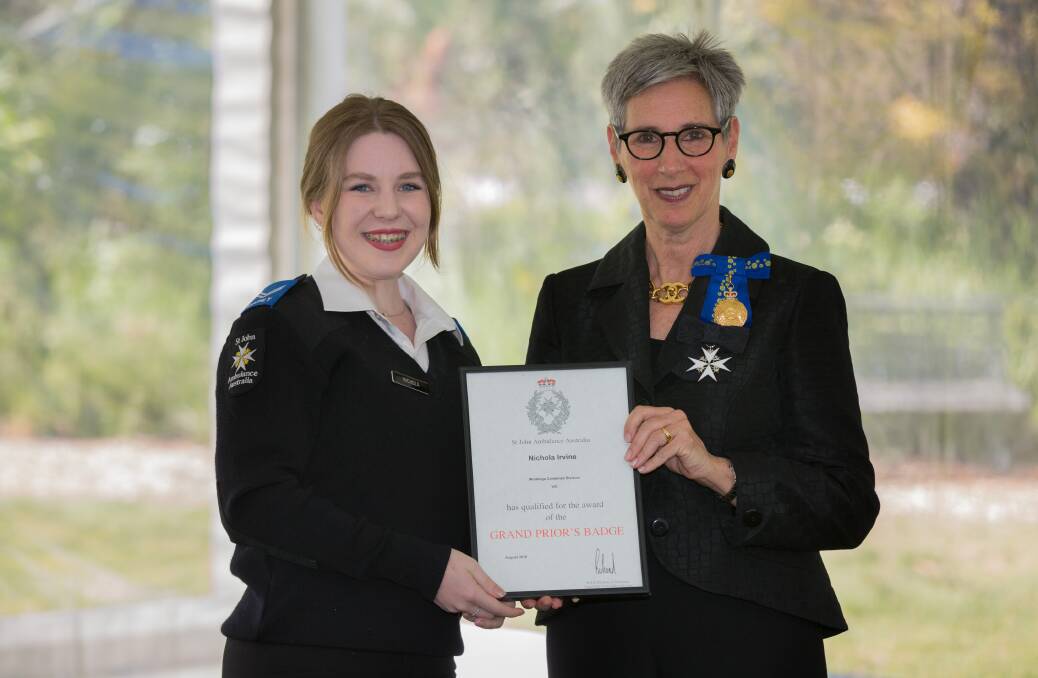 Three Wodonga St John Ambulance youth members received awards at Government House, Melbourne.