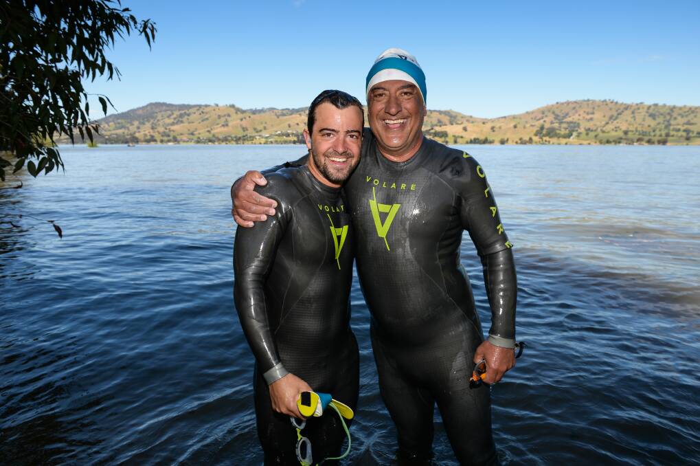 ALONG THE WAY: The Border Mail snapped Murray River swimmers Hunter and Eric Helmick during their stop at Lake Hume Village in November, 2016.