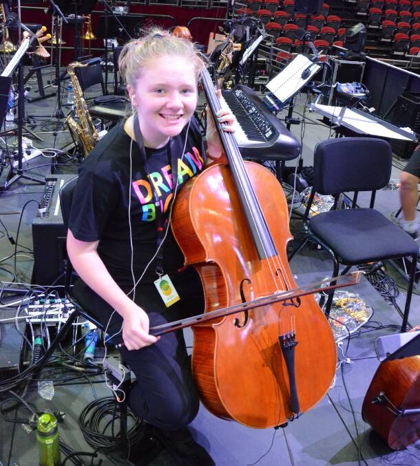 REPRESENTING RIVERINA: Albury's Aylish Jorgensen, 13, during Schools Spectacular preparations. She was one of the youngest musicians chosen for the orchestra.