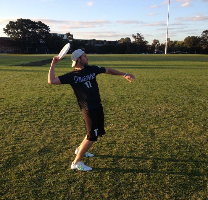 GIVING HIS ALL: Australian ultimate frisbee team member Brendan Ashcroft, who grew up in Wodonga, works to perfect his throwing. He and another former Wodonga student Emilya Toney are competing in this week's world titles.
