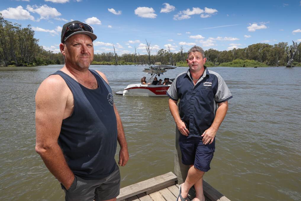 CAMPAIGN CONTINUES: Save Boating on the Murray River committee members Jason Burns and Brett Butler urge people to have their say on the Murray River draft erosion management plan.