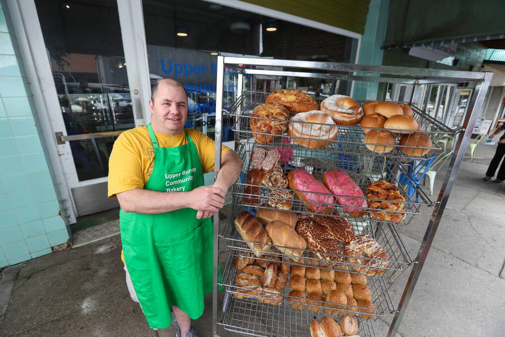 COUNTRY RETREAT: Upper Murray Community Bakery head baker Peter Grogan, who joined the business in 2015, generally starts work between 1am and 3am each day to produce fresh loaves, rolls and more. Picture: MARK JESSER