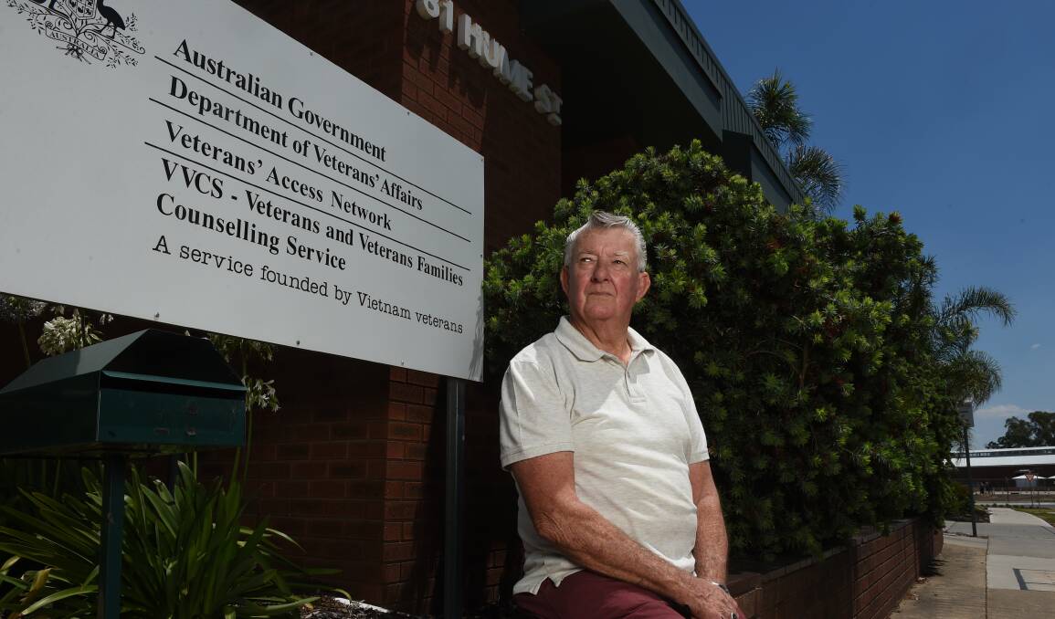 LEASE RENEWED: Hume Veterans Information Centre chairman Kevyn Williams sits outside the VAN office during the summer consultation over its future in Wodonga.
