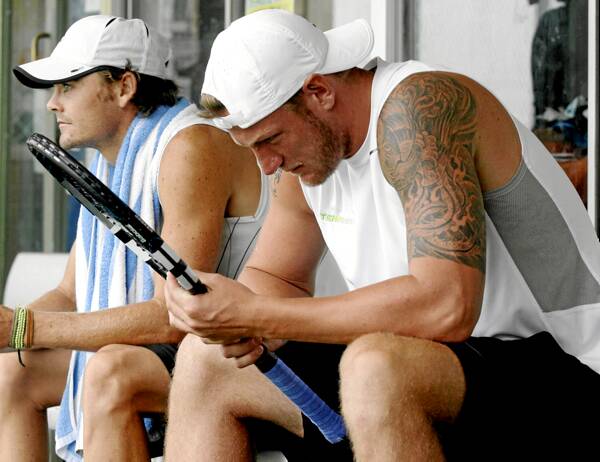 Sam Groth, right has shed almost 20 kilograms this year in his efforts to reboot his tennis career. Picture: FAIRFAX