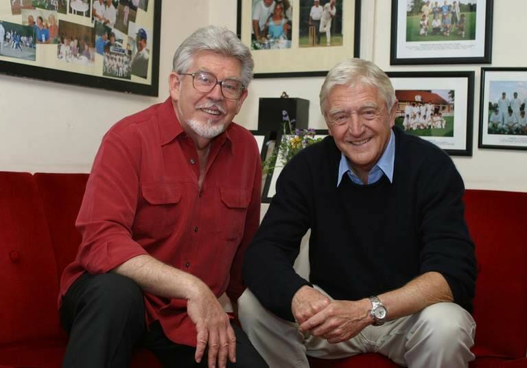 Hosts of Star Portraits, Rolf Harris and Michael Parkinson.