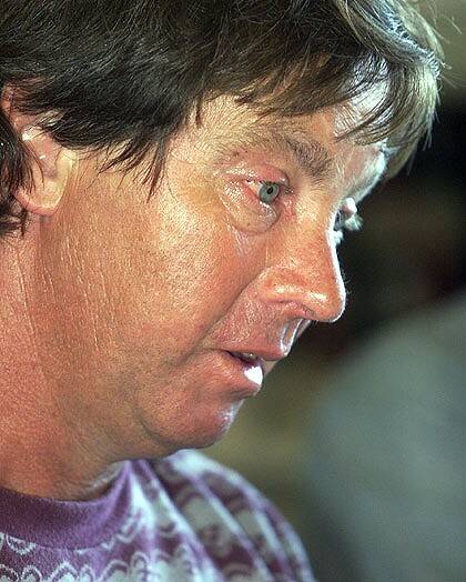 Skipper Howard Rodd, photographed in 2000 describing his ordeal after his boat capsized off Ceduna.
