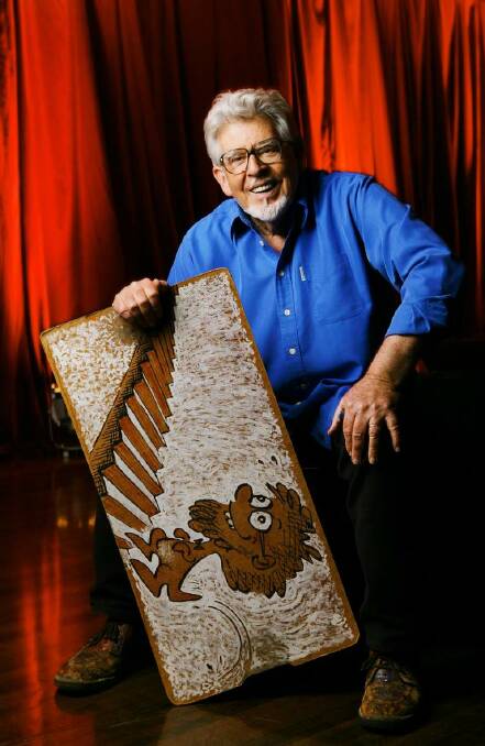 Rolf Harris with his wobble board in Melbourne for the Aria Hall of Fame in 2008. Photo: Roger Cummins