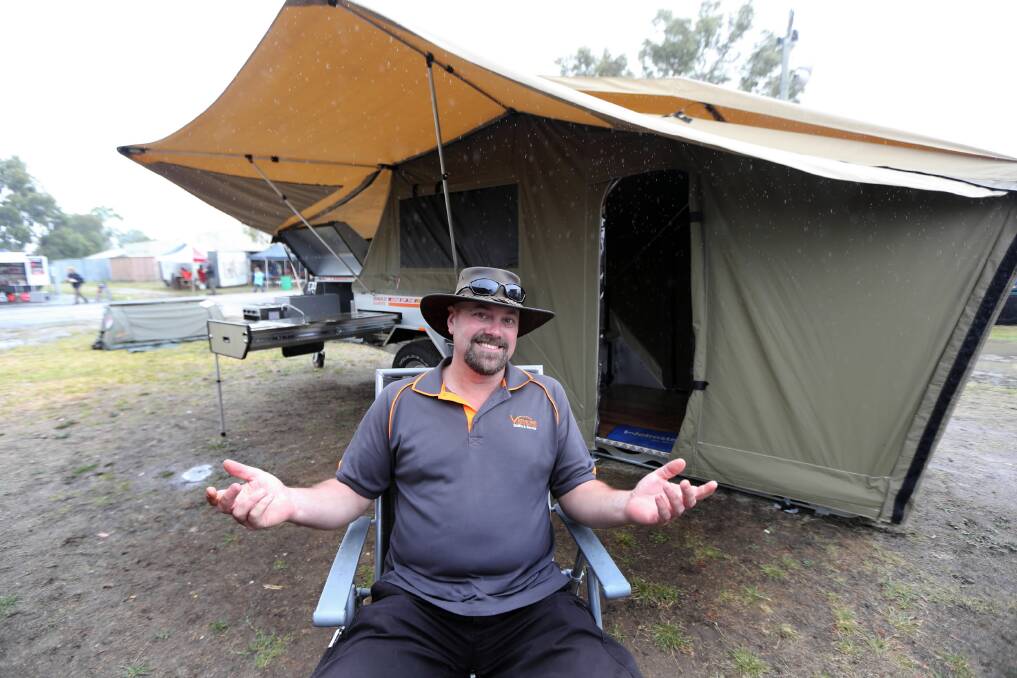 The wet weather didn’t deter Matt Richard from attending Albury’s Caravan, Camping, 4WD, Fish and Boat Show at the weekend.
