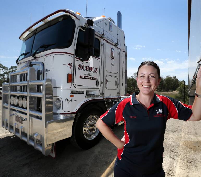 Sharee Scholz at the depot for her family business Scholz Bulk Haulage. Picture: MATTHEW SMITHWICK