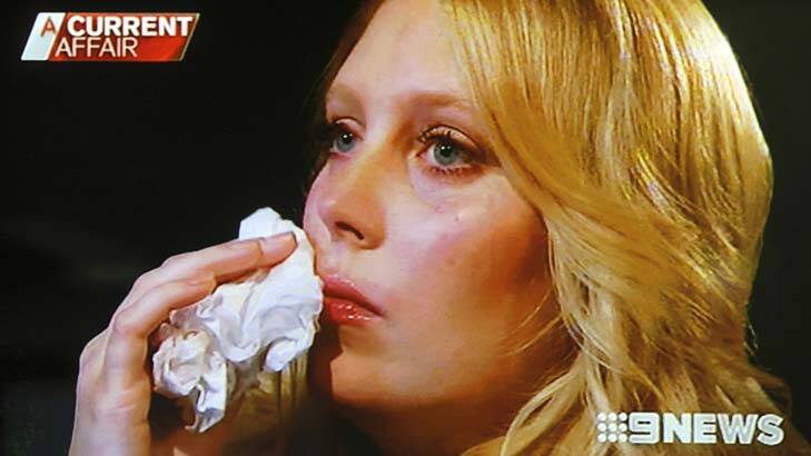 Remorse ... a tearful Mel Greig, who along with fellow 2Day FM presenter Michael Christian was interviewed by Tracy Grimshaw on Channel Nine's <em>A Current Affair.</em>