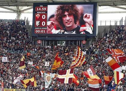 Marco Simoncelli remembered at a Rome soccer match.