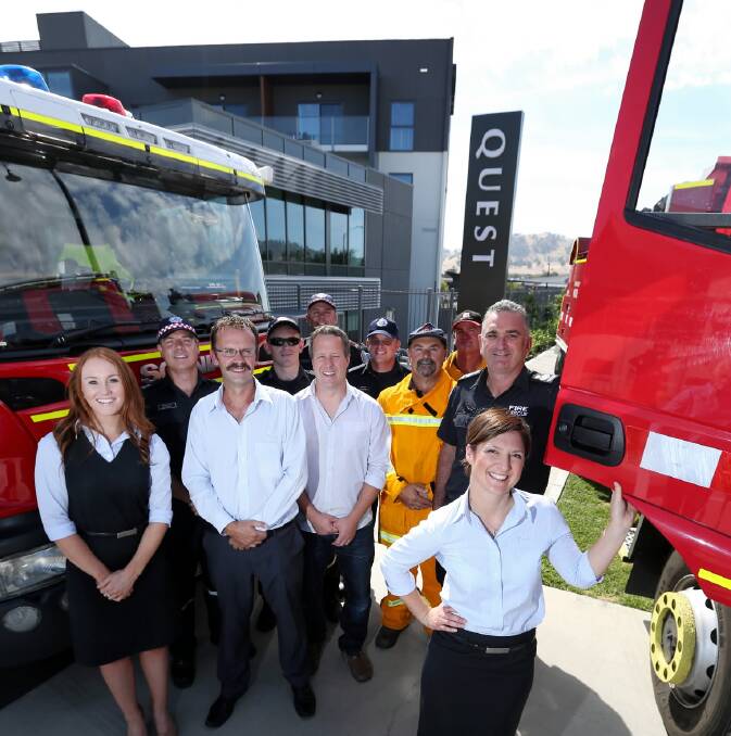 Quest Wodonga’s Natasha Callewaert says providing cold water to ensure Wodonga CFA firefighters stay hydrated is her way of giving to the community. Picture: MATTHEW SMITHWICK