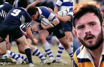 ''He played his footy hard'' ... Welch captained the Riverview rugby team, left, and played for Sydney Uni.