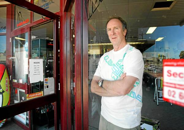 Paul Oberin has spent $30,000 trying to protect his ski shop in Wodonga. Picture: JOHN RUSSELL