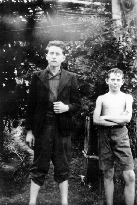 Brothers Bruce Harris 16, (left), and Rolf Harris 10, pictured at home in Bassendean W.A. in 1940. Photo: Paul Harris