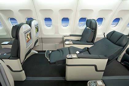 The new business class seats for Virgin Blue's A330 aircraft.