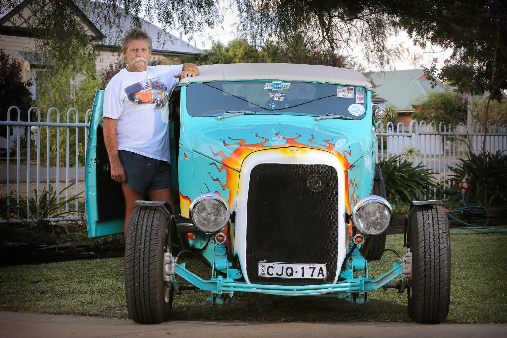 Colin Holmes with his 1933 hot rod which will feature as part of Wangaratta Rod and Custom Club’s rod run. Picture: TARA GOONAN