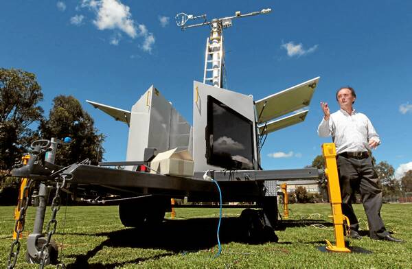 Professor Mark Adams, from the University of Sydney, launched the country’s first mobile flux tower, which measures atmospheric carbon levels. Picture: KYLIE GOLDSMITH