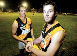 Brothers Mark and Josh Dicketts will play their first senior match together today when Albury takes on Wangaratta. Picture: MATTHEW SMITHWICK