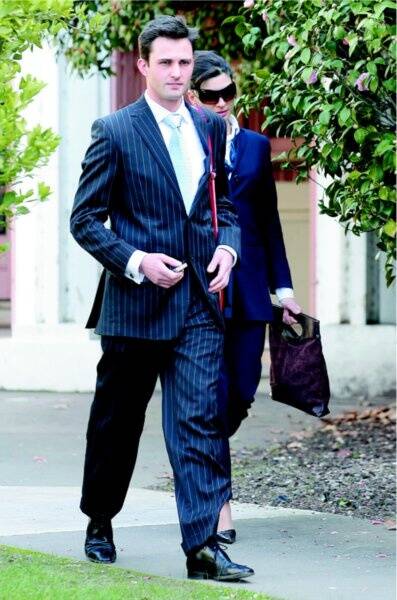 l Steven Bergamin leaves the County Court at Wangaratta yesterday.
