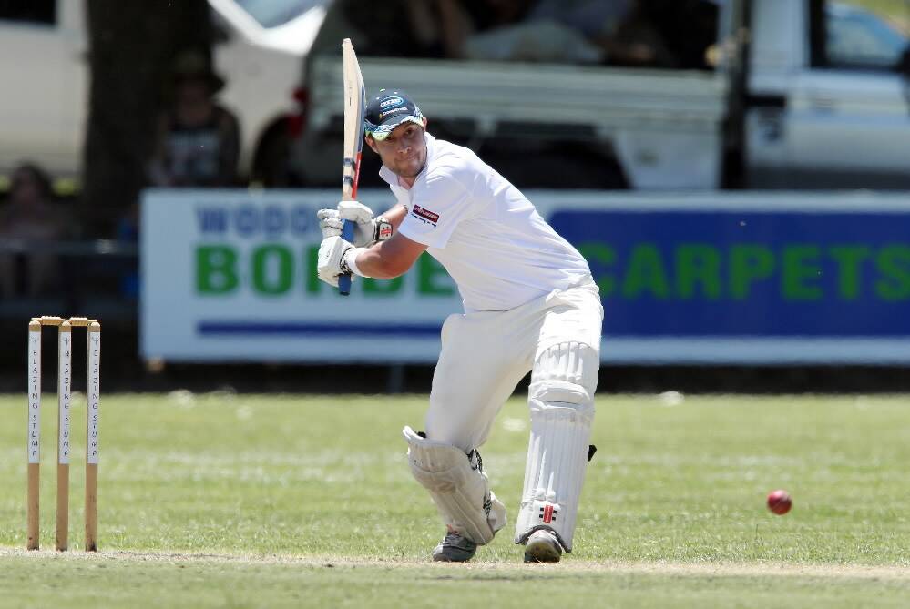 CAW batsman Andrew Lade powers his way to 98 against Wagga yesterday. Pictures: MATTHEW SMITHWICK