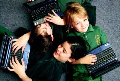 Baranduda Primary School pupils Will Wladkowski, 8, Alyssa Burdziejko, 10, and Luke Taylor, 9, are learning about internet ethics with a new British program in an attempt to head off such things as cyber-bullying. Picture: KYLIE GOLDSMITH
