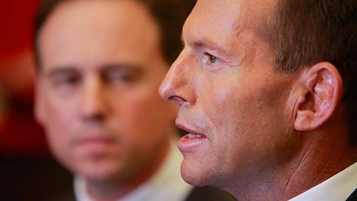 Opposition Leader Tony Abbott and the opposition's climate action spokesman Greg Hunt. Photo: Glenn Hunt