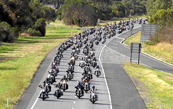 The Finks clog the Hume Highway at Broadford on their way to Melbourne on Saturday. Picture: FAIRFAX