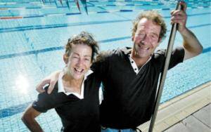 Jennifer and Matt Mamouney will shut Albury’s swim centres tomorrow for the winter months. Picture: DAVID THORPE