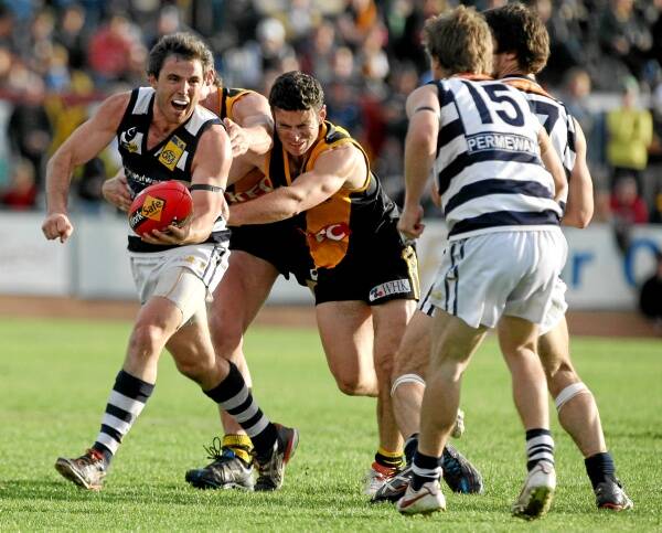 Yarrawonga’s Jeremy O’Brien during this year’s grand final. He has been appointed as assistant coach at the Pigeons.