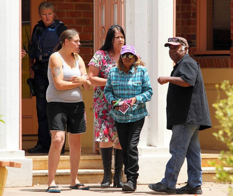 Outside the Wangaratta Courthouse, where the inquest into the death of toddler Daniel Thomas was heard yesterday, were his mother Donna Thomas and her partner Colin Bilney with two unknown women.