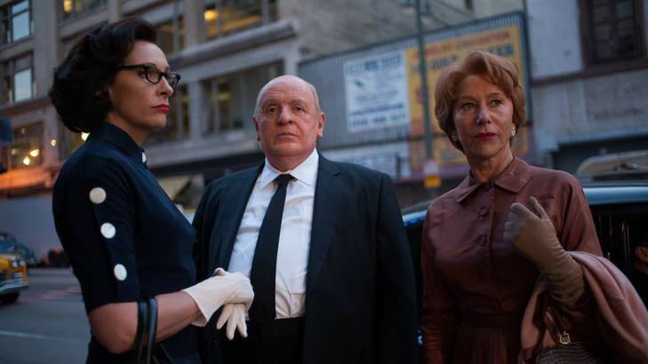 Helen Mirren with Toni Collette and Anthony Hopkins in <i>Hitchcock</i>.