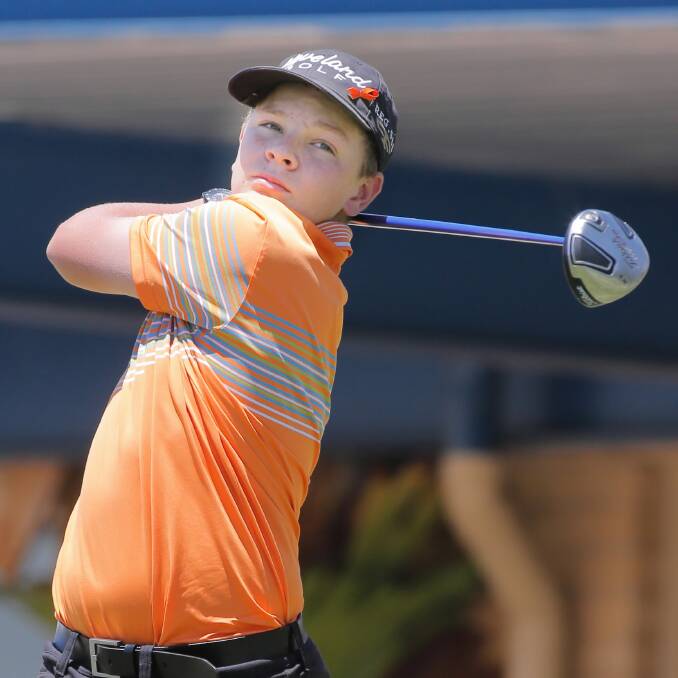 Jackson Payne, 15, of Albury, tees off on the 11th hole at the Inland Classic yesterday. Pictures: TARA GOONAN