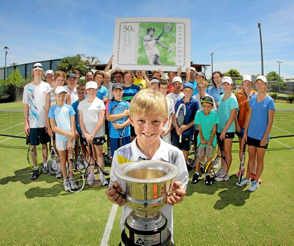 About 360 tennis players from all over the world will contest the Margaret Court Cup starting today at Albury Grasscourts. Getting in early for a hit was a group of young hopefuls from Alice Springs including Thomas Van Haaren, 9. Picture: TARA GOONAN
