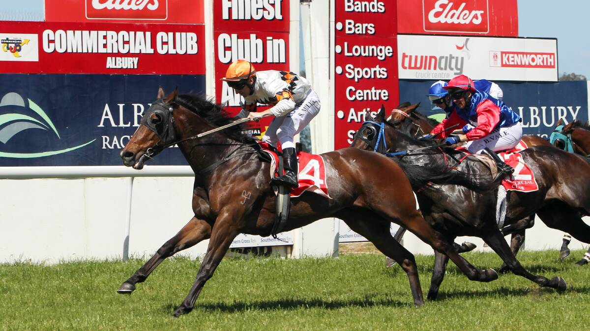 Back To The Bar winning at Albury last year with Simon Miller aboard. The Kym Davison-trained galloper will target his first city success at Moonee Valley tomorrow night.