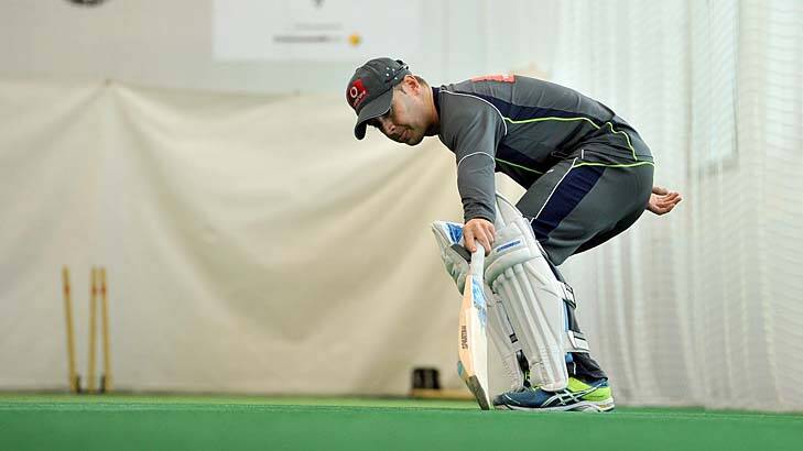 Michael Clarke has a fitness test in the nets.