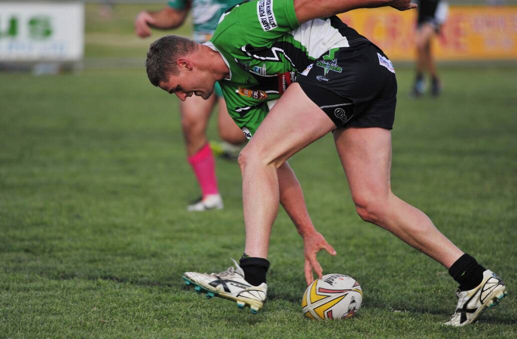 Jake Grace strolls over for another Albury try during yesterday’s 30-point victory against Brothers. Picture: DAILY ADVERTISER