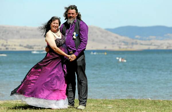 It was the big day for Lloyd Eames and Vivian Seckold yesterday and who else than Sheryl Pitman, below, should marry them? She had also married Lloyd’s brother and father recently. Picture: Kylie Esler