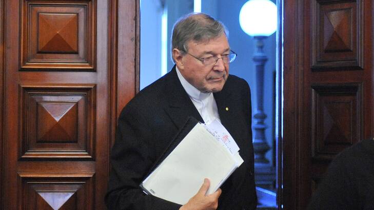 Cardinal George Pell at the Victorian inquiry into child abuse. Photo: Joe Armao
