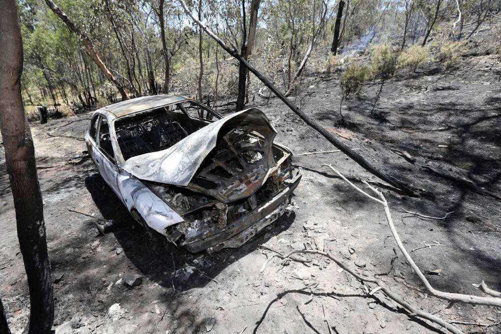 The car that was burnt out on Nail Can Hill during Sunday's fire. 