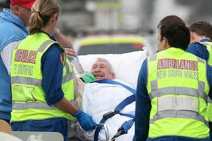 Anguish shows on the face of a resident after being evacuated from the nursing home. Photo: Dallas Kilponen