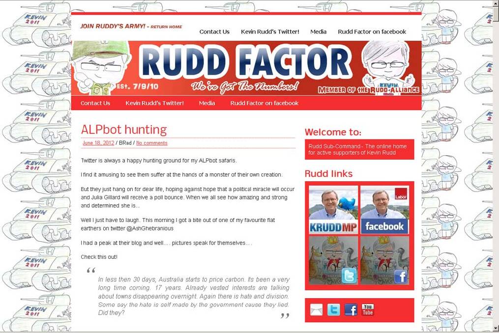 Push for Kevin's return ... the Rudd Factor website.