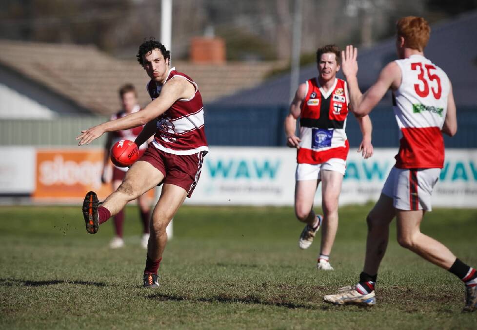 Kayne Turner was outstanding for Wodonga in its win against Myrtleford. Picture: BEN EYLES