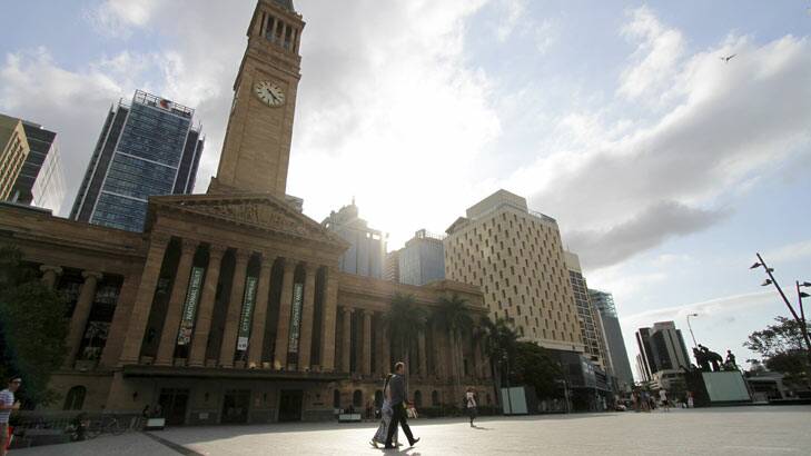 Too hot for most - King George Square, Brisbane City was deserted today as temperatures hit 35 degrees in the city.