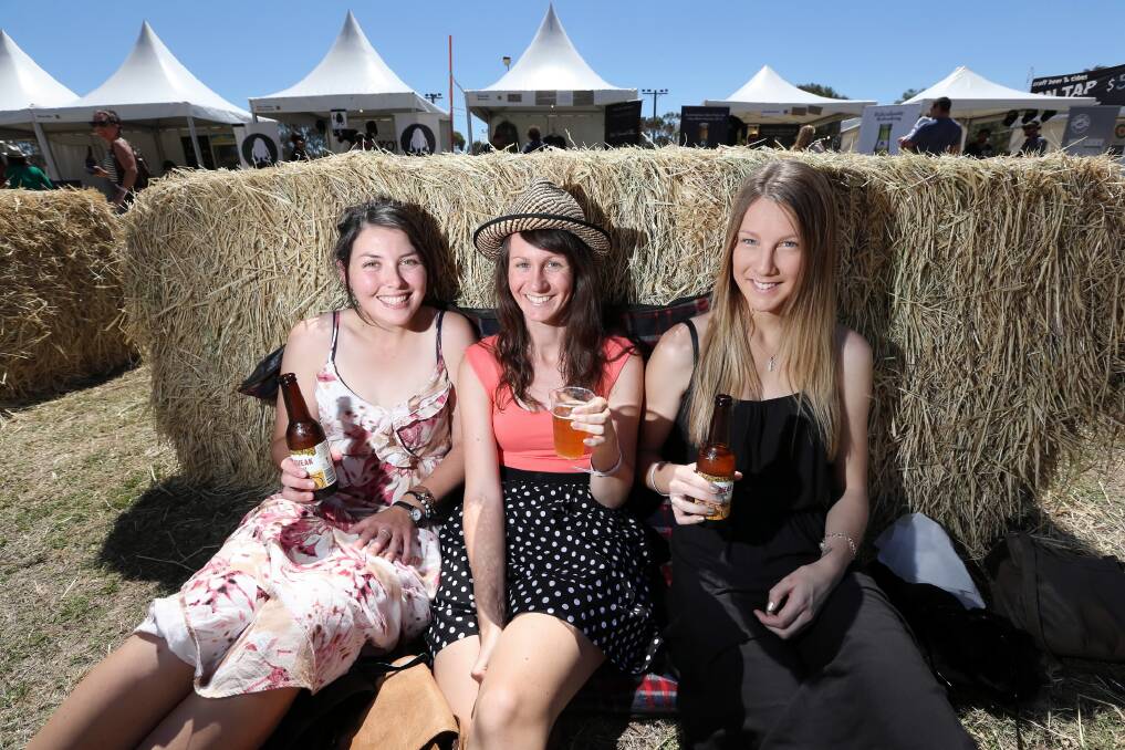Tig Seymour, Kate Mulqueen, and Kelly McMonigle, of Wangaratta, were enthusiastic festival supporters. Pictures: MATTHEW SMITHWICK