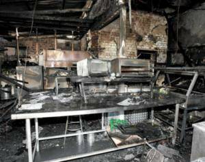 The burned remains of the kitchen at the Star Hotel in Barnawartha. Picture: KYLIE GOLDSMITH